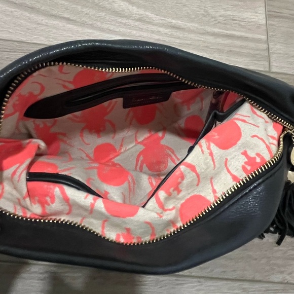 India Hicks Carmen Fold Over Clutch Black Leather - Picture 7 of 8